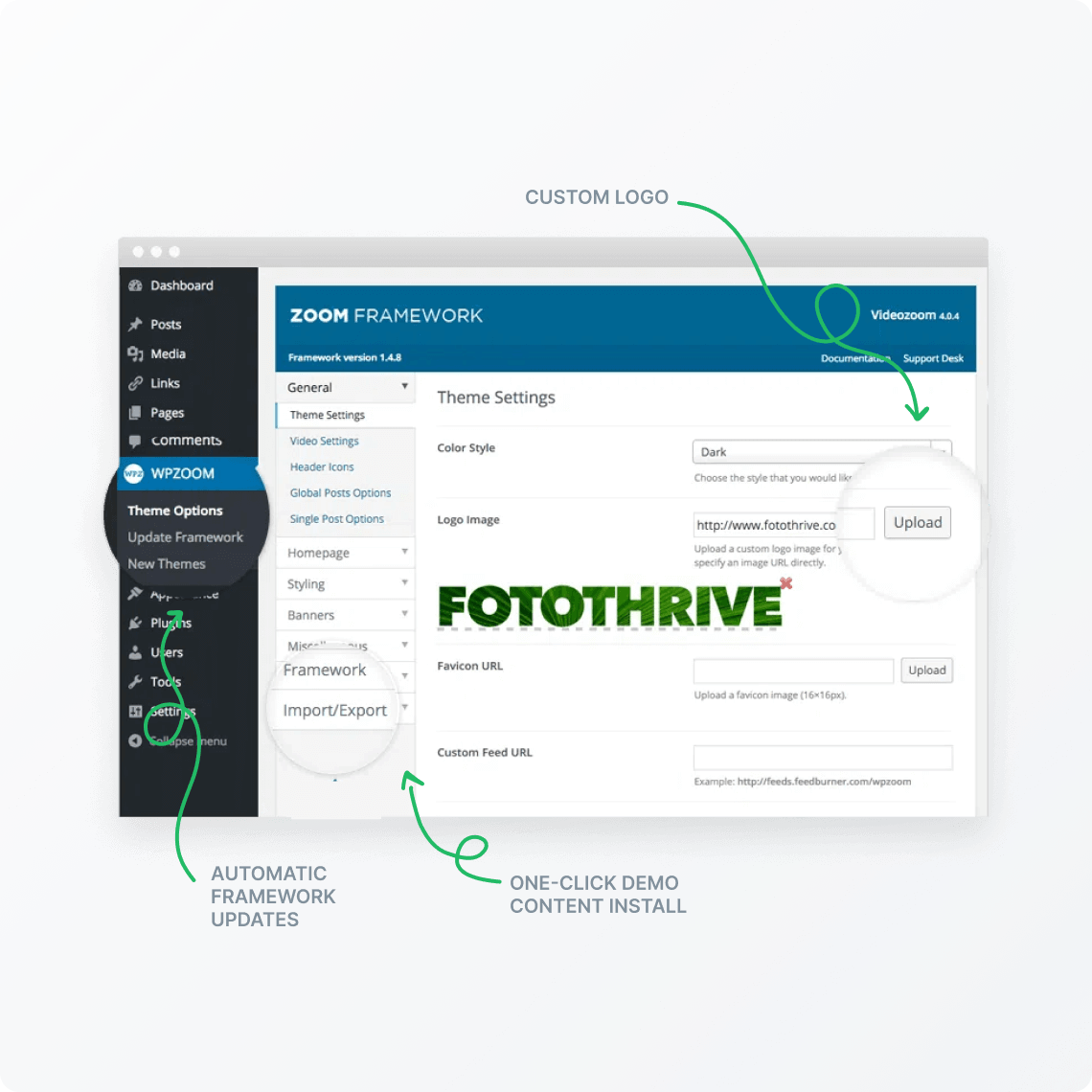 ZOOM Framework theme options panel