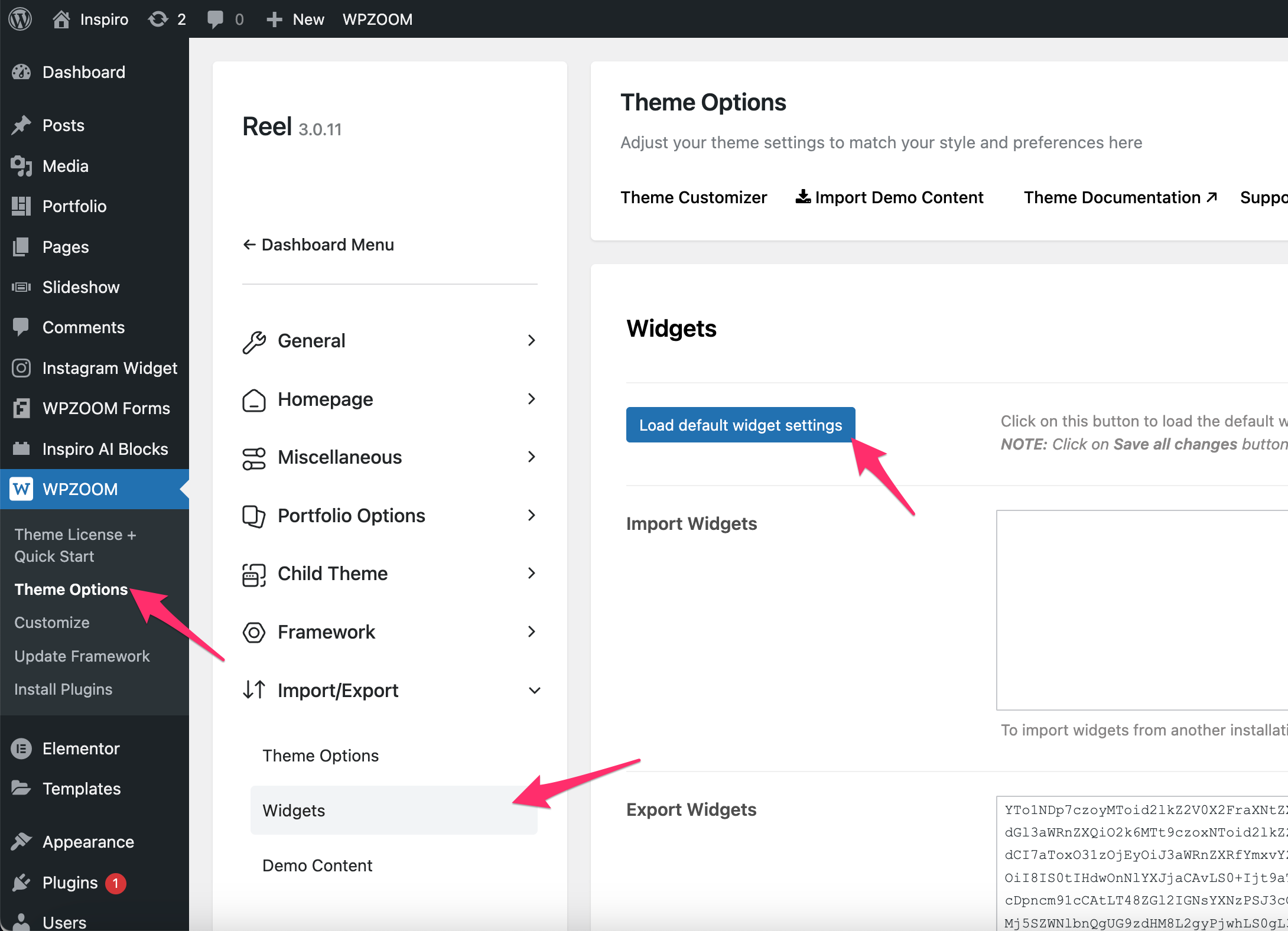 How to Import Default Widgets in a WPZOOM Theme - WPZOOM