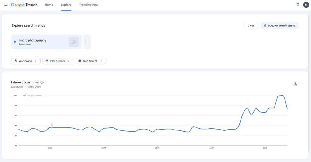 Macro photography on Google Trends
