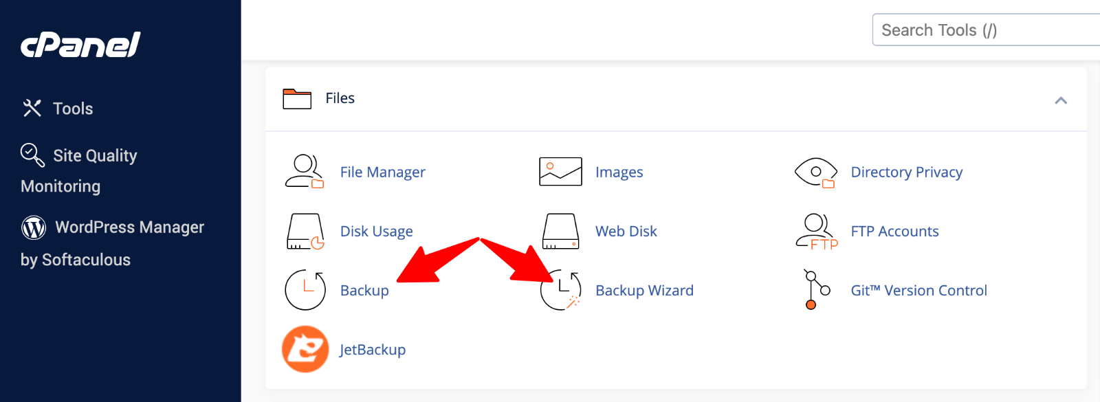 cPanel > Backup