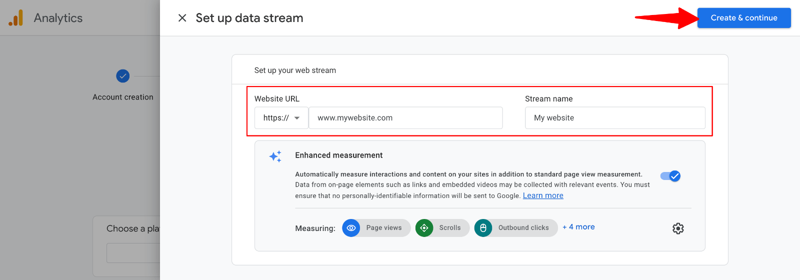 Google Analytics -> Website info