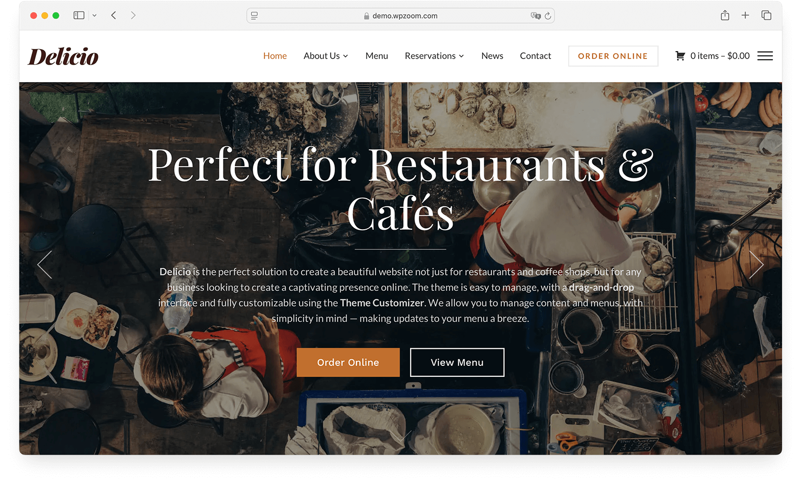 Delicio restaurant theme