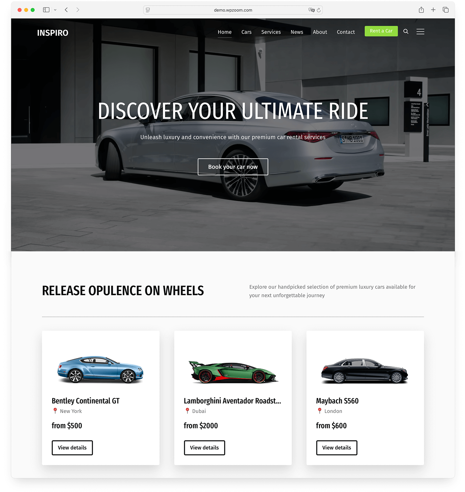 Inspiro Premium car rental theme