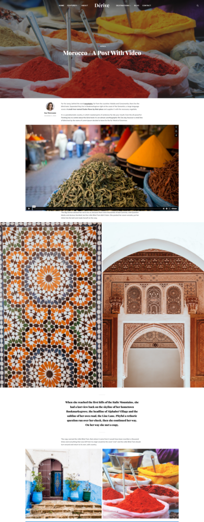 Derive travel theme for WordPress blog post