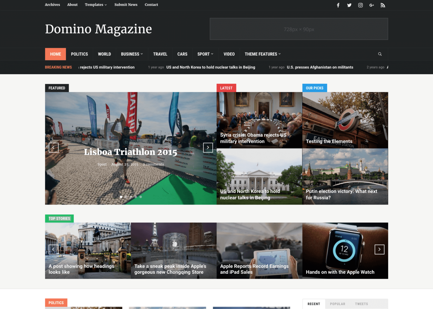 Domino Magazine WordPress theme by WPZOOM premium layout