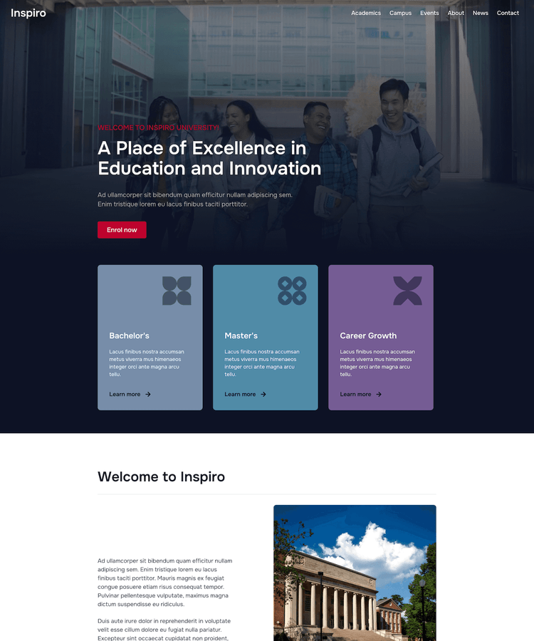 Education / University WordPress Theme: Inspiro Premium Starter Site