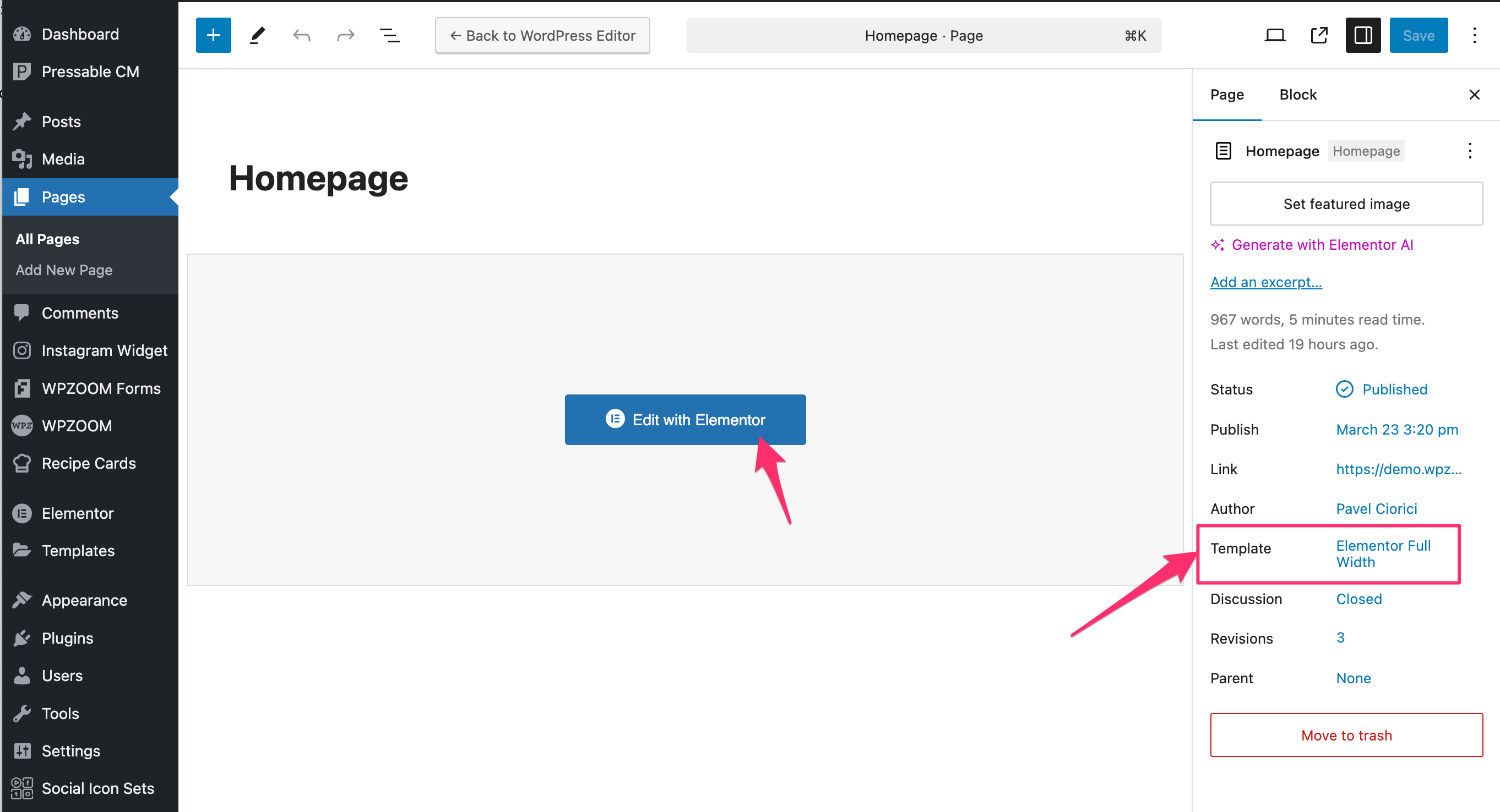 Gourmand - Setting up the Homepage using Elementor - Documentation - WPZOOM