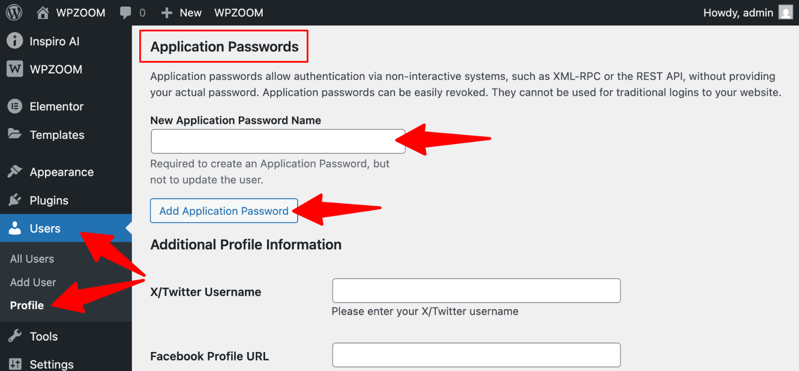 WordPress REST API: A Developer's Getting Started Guide 5 Users -> Profile -> Application Password” class=”wp-image-811909″ srcset=”https://b8f4g5a7.delivery.rocketcdn.me/wp-content/uploads/2025/04/users-profile-application-password.png 1600w, https://b8f4g5a7.delivery.rocketcdn.me/wp-content/uploads/2025/04/users-profile-application-password-734×341.png 734w, https://b8f4g5a7.delivery.rocketcdn.me/wp-content/uploads/2025/04/users-profile-application-password-1024×476.png 1024w, https://b8f4g5a7.delivery.rocketcdn.me/wp-content/uploads/2025/04/users-profile-application-password-1536×713.png 1536w” data-lazy-sizes=”(max-width: 1600px) 100vw, 1600px” src=”https://b8f4g5a7.delivery.rocketcdn.me/wp-content/uploads/2025/04/users-profile-application-password.png”/><img data-lazyloaded=