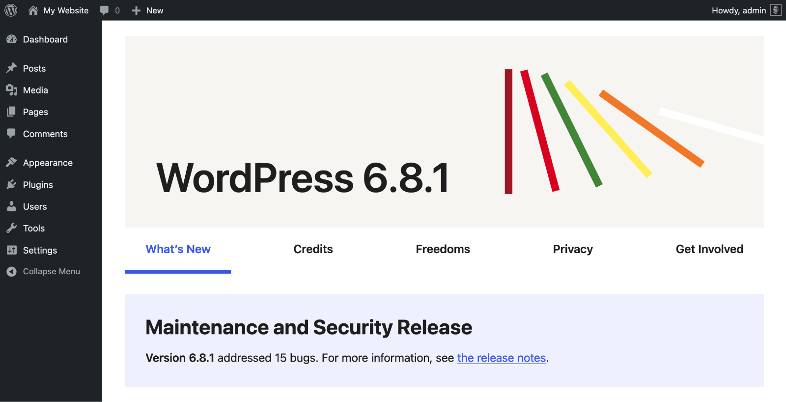 How to Check Your WordPress Version (4 Easy Ways) 11 About WordPress page