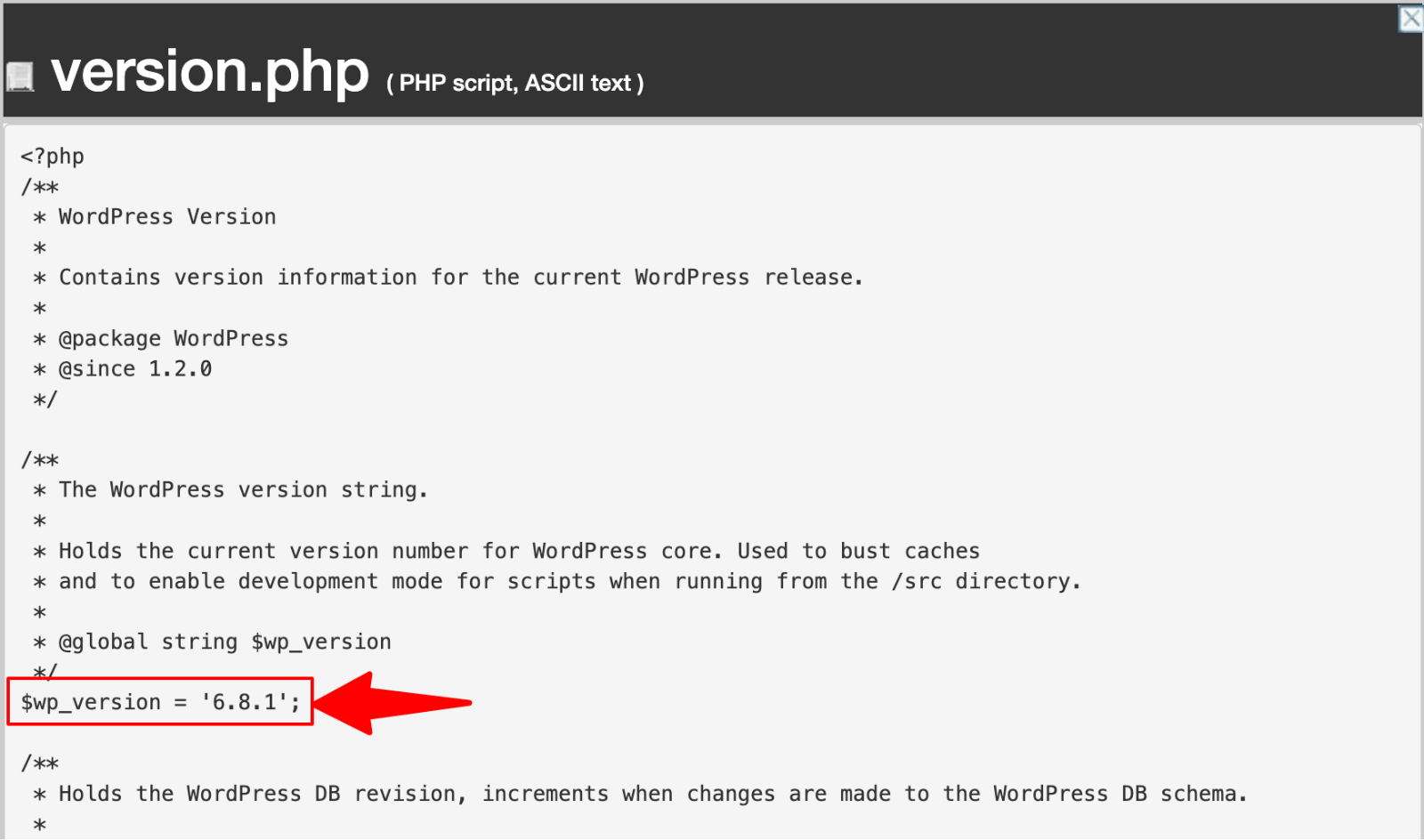 How to Check Your WordPress Version (4 Easy Ways) 24 WordPress version in version.php