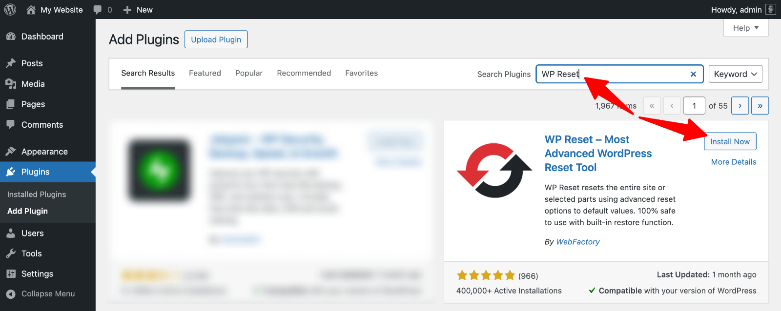 How to Reset Your WordPress Site Safely & Effectively 3 Install the WP Reset plugin