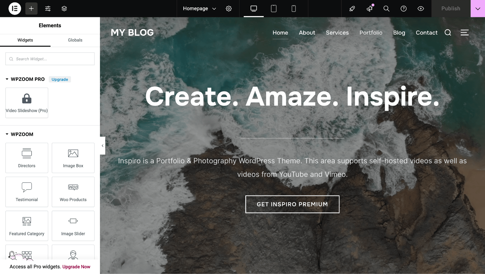 Edit Homepage with Elementor