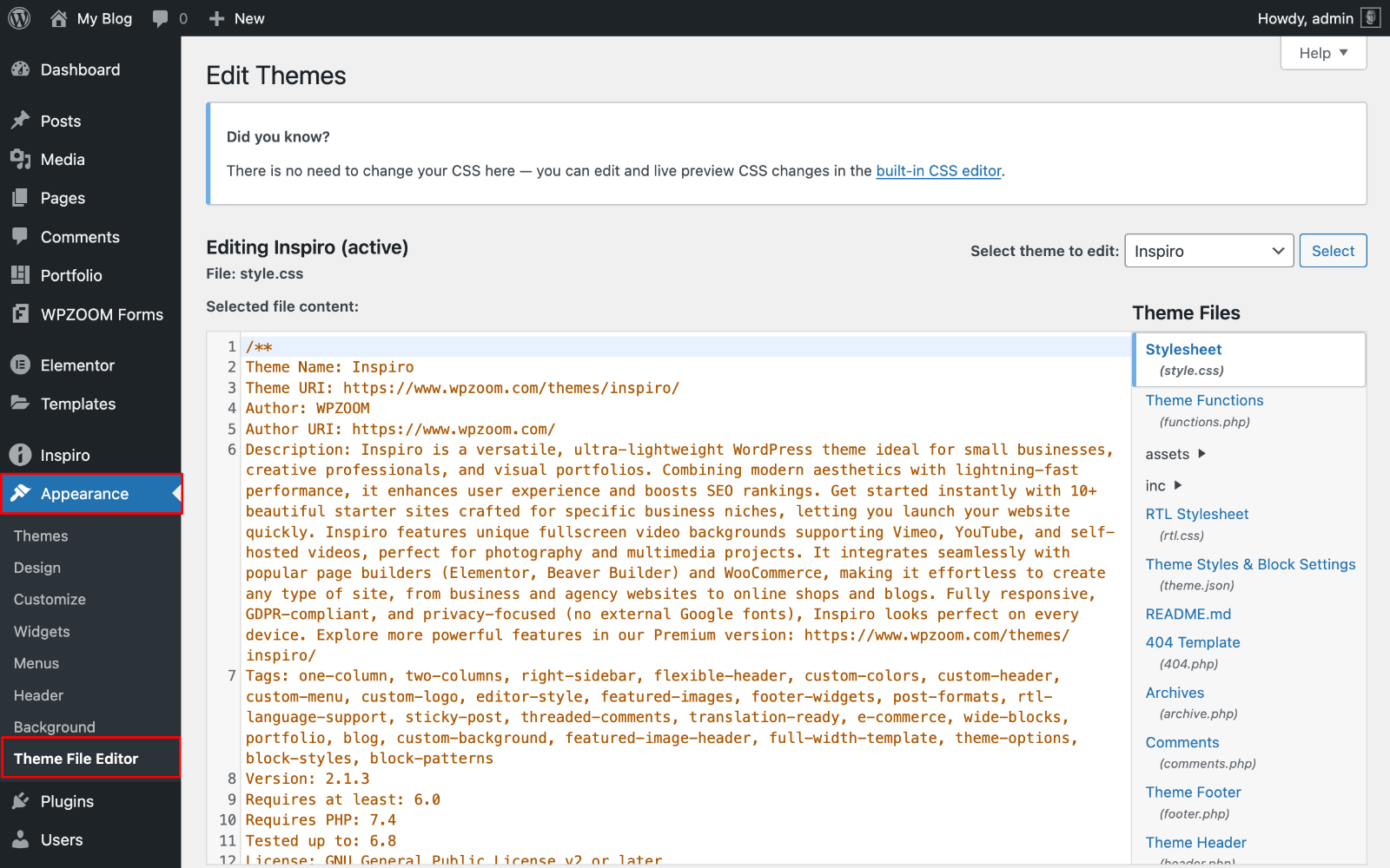 Theme File Editor
