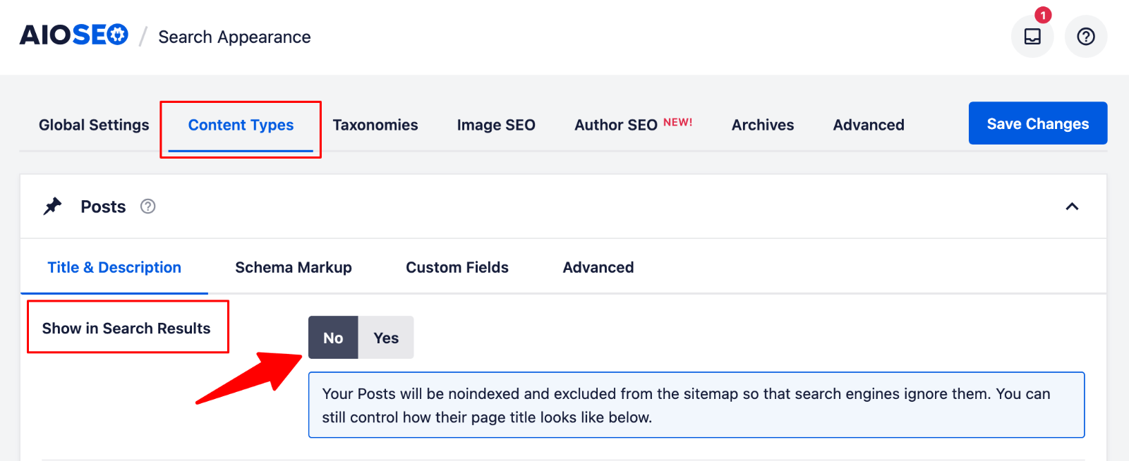 AIOSEO - show in search results