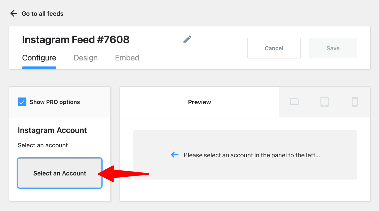WPZOOM Social Feed Widget & Block - select account