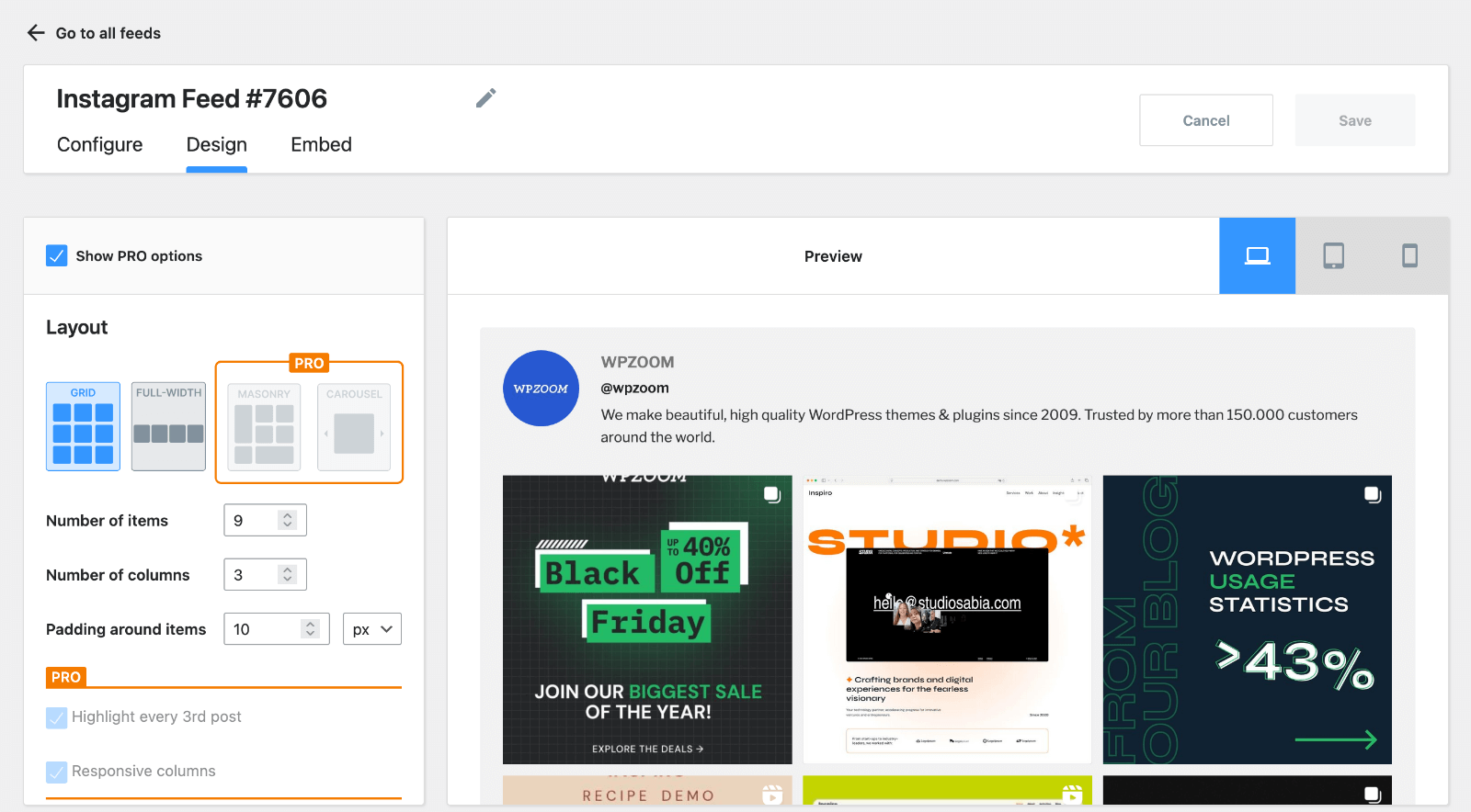 WPZOOM Instagram Widget - Design
