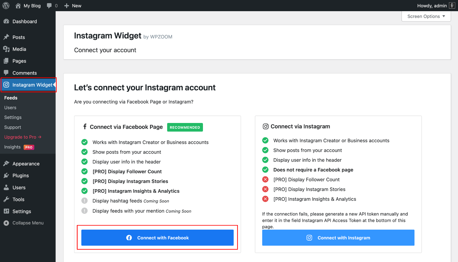Instagram Widget Connect
