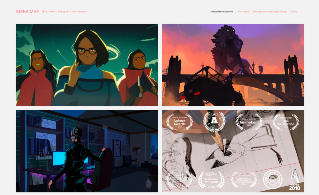 10 Portfolio Website Examples in 2026 (Photography, Video, Wedding, more) 41 Siena Mae freelance illustrator portfolio homepage