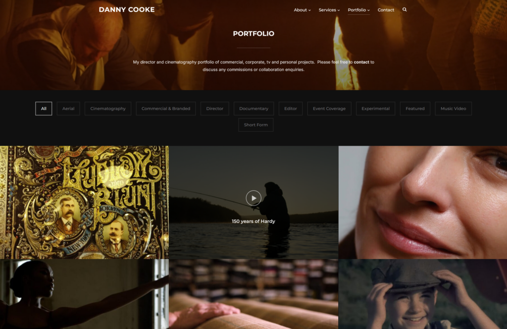 10 Portfolio Website Examples in 2026 (Photography, Video, Wedding, more) 13 Danny Cooke's video portfolio page