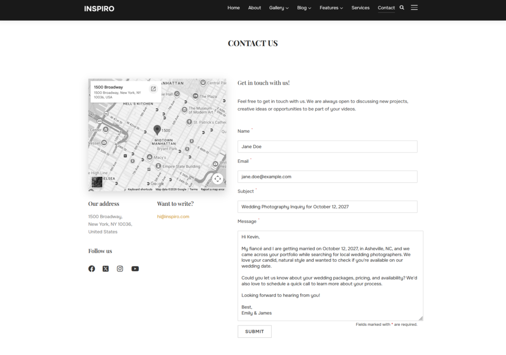 How to Get Photography Clients in 2026 (12 Marketing Strategies) 15 Photography portfolio contact us page