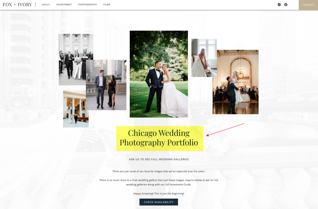 How to Get Photography Clients in 2026 (12 Marketing Strategies) 7 Location-based keywords on homepage of photography portfolio site