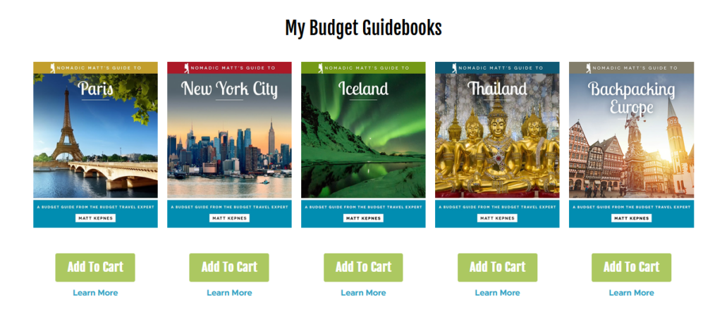 Nomadic Matt travel ebooks for sale