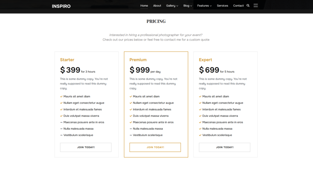 How to Get Photography Clients in 2026 (12 Marketing Strategies) 3 Plans and pricing on photography website