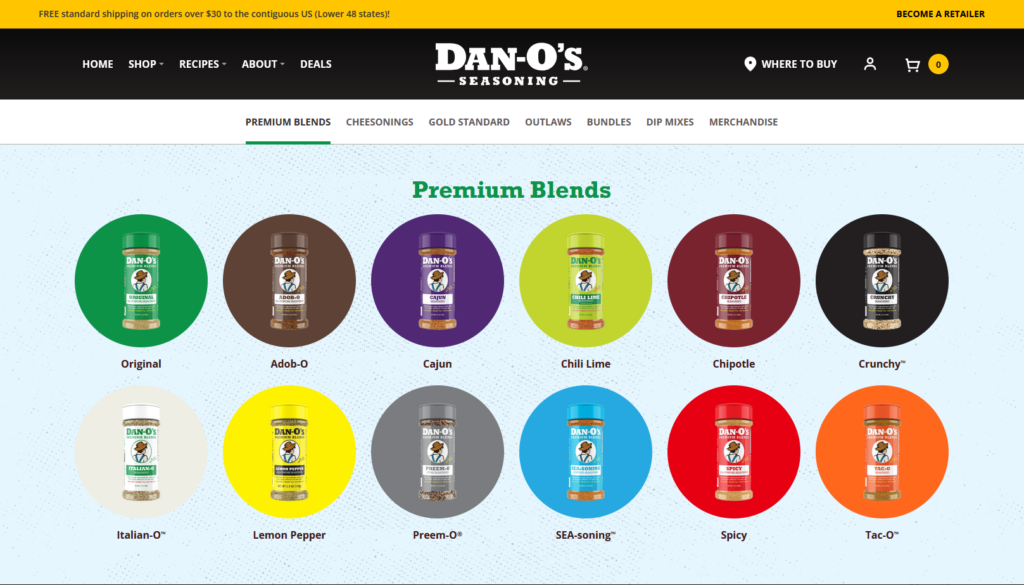 Dan-O's Seasoning categories