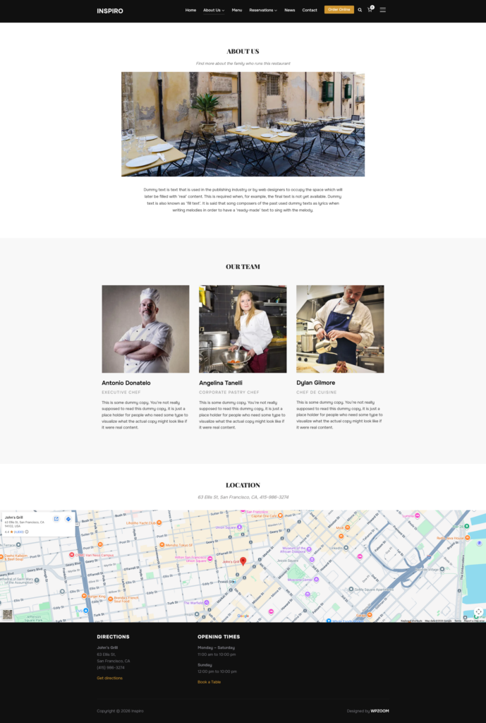 Inspiro Cafe site about page