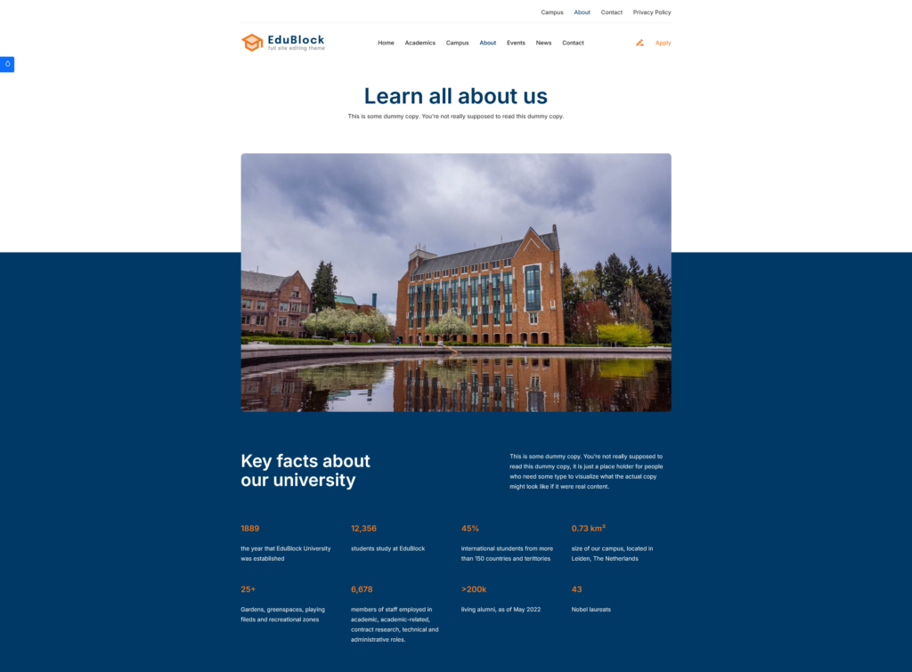 About page online course website