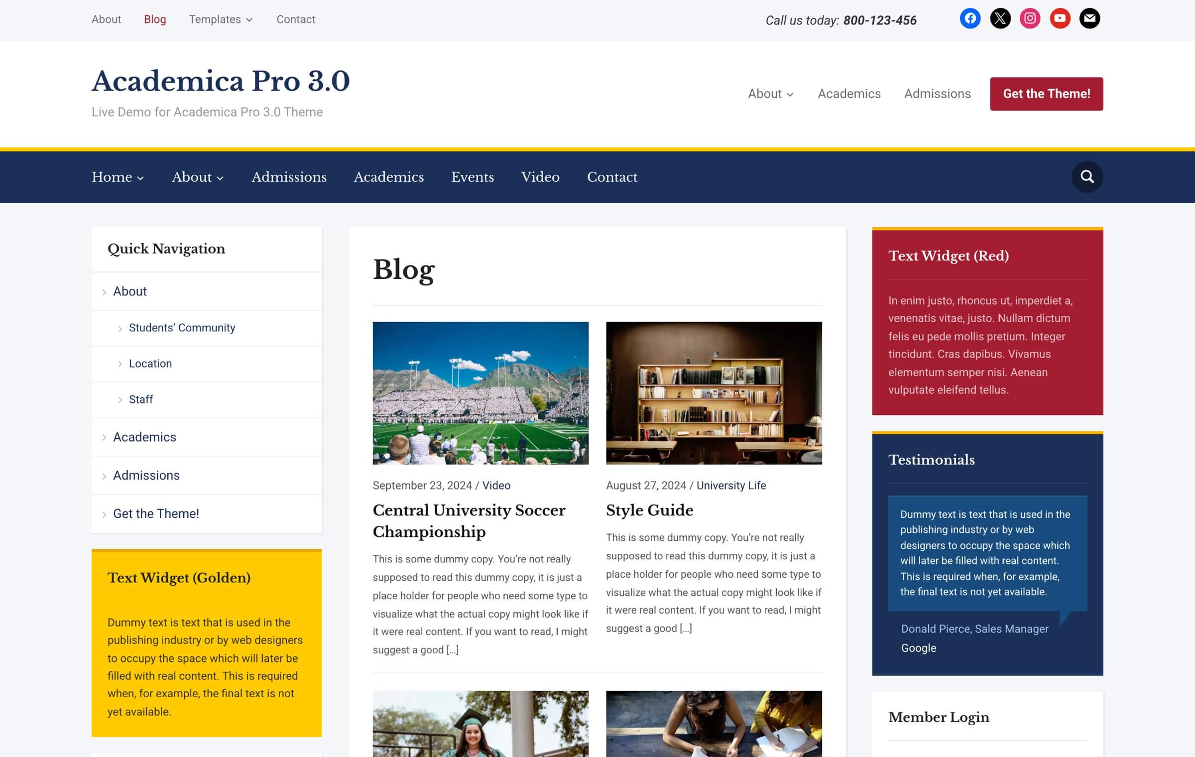 The blog page