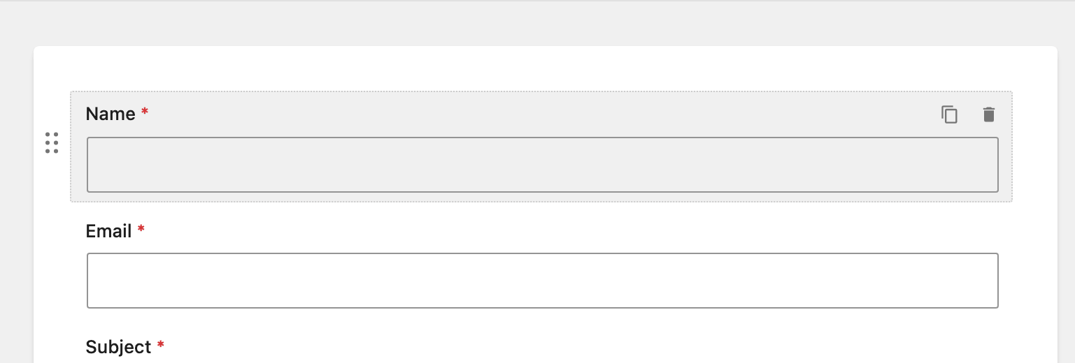 Field actions on hover