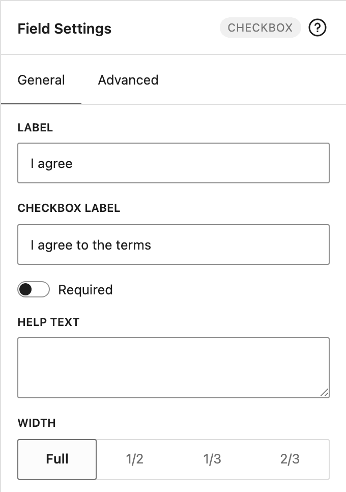 Checkbox settings