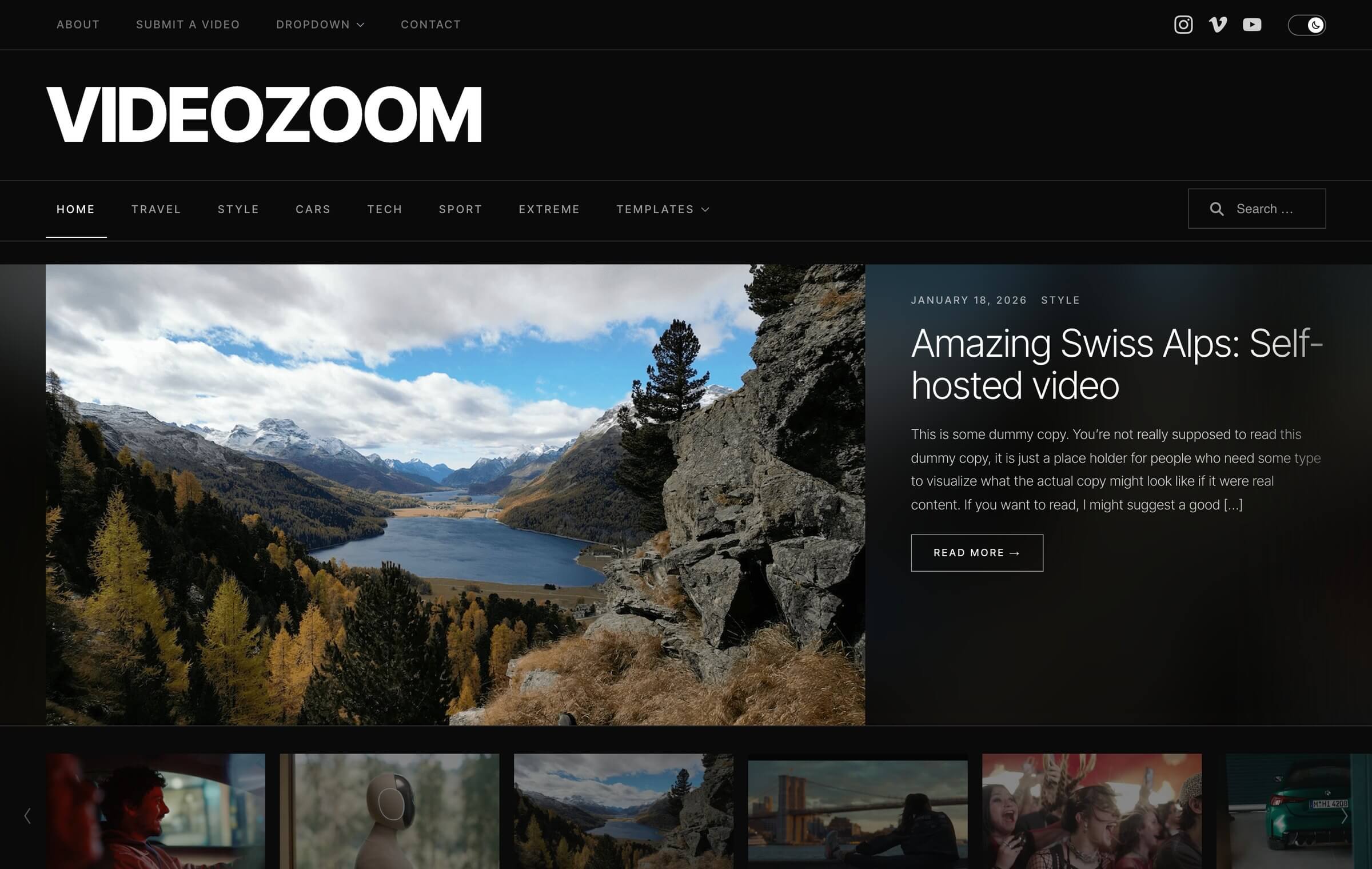 The Editorial style with the dark color scheme