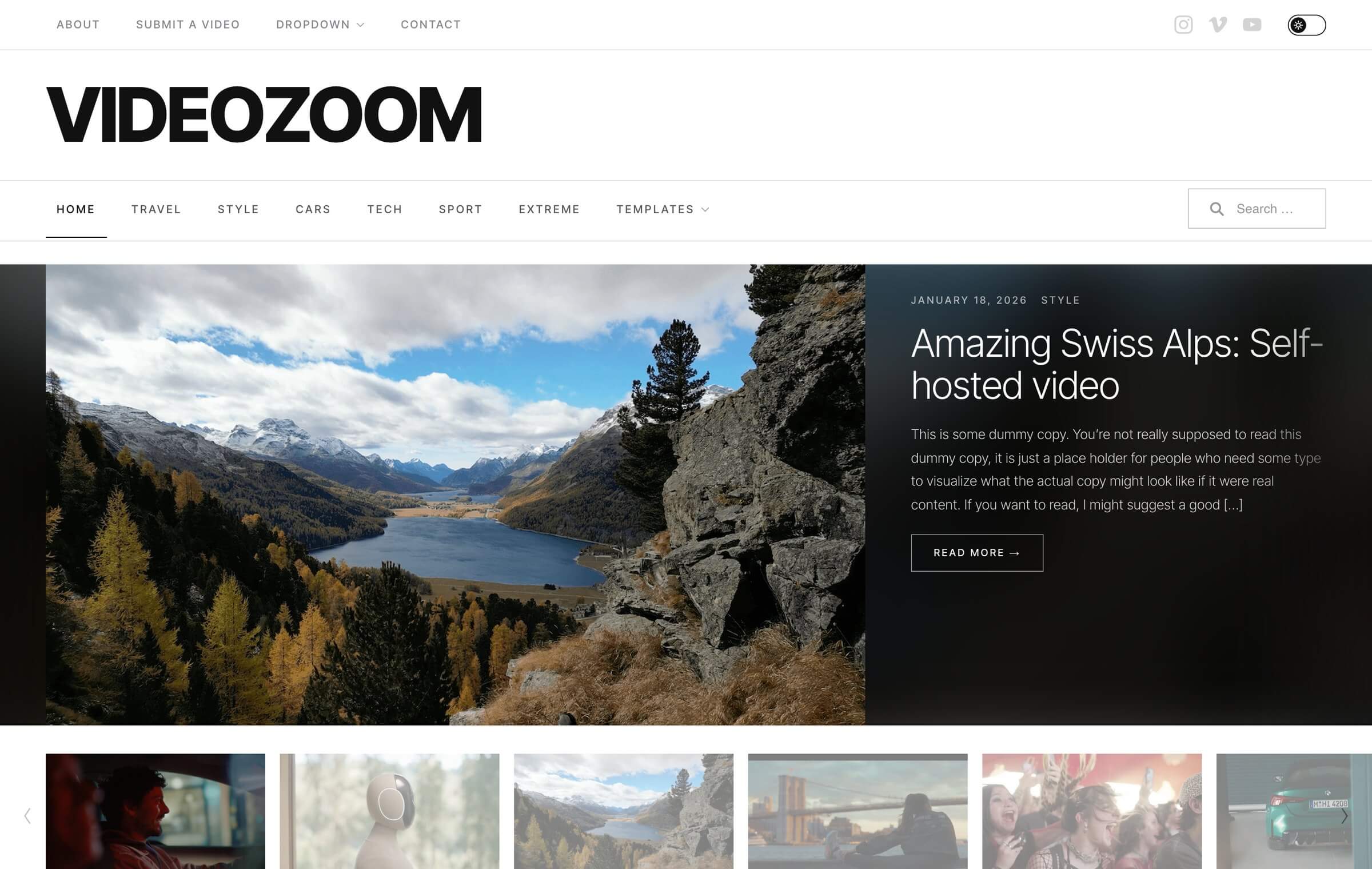 The Editorial style with the light color scheme