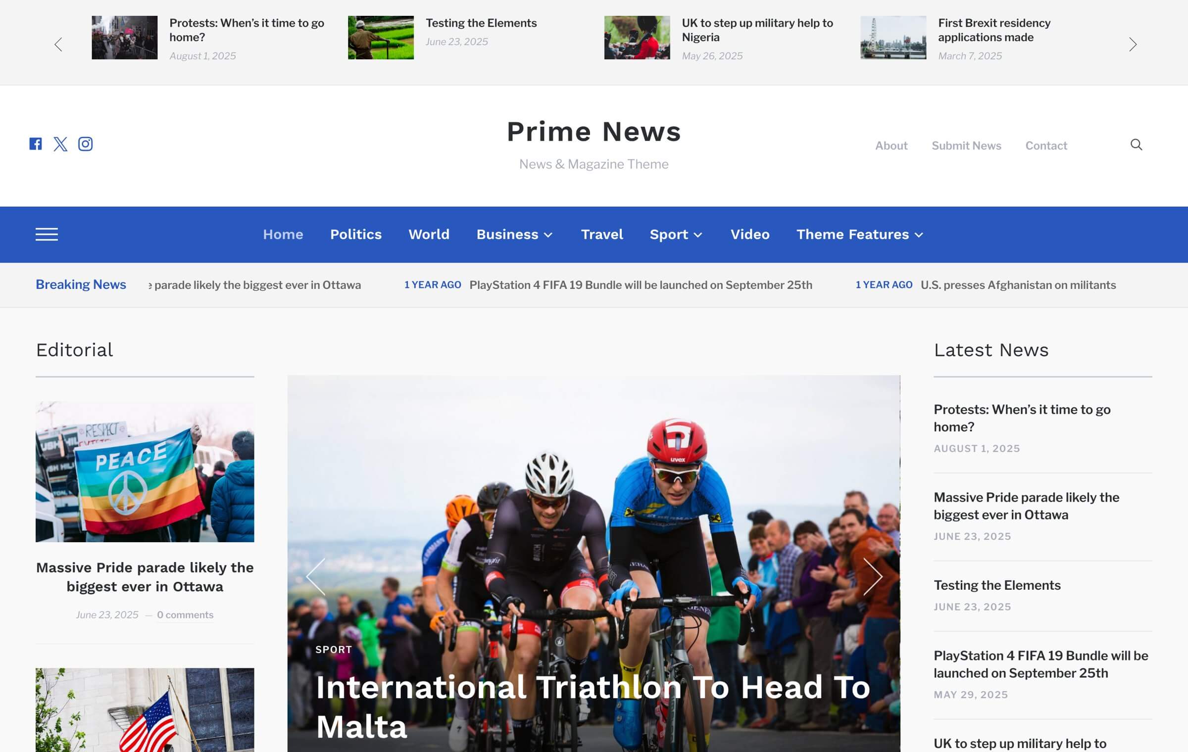 The Prime News homepage
