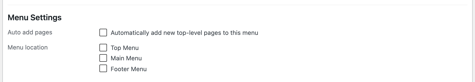 Menu locations
