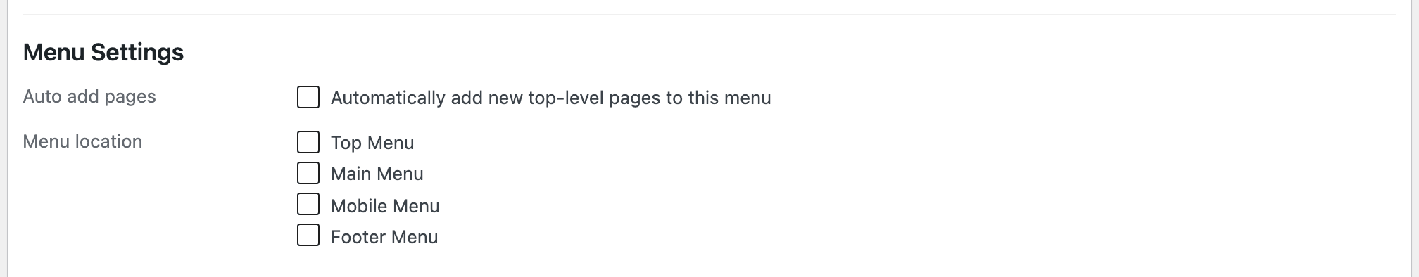 Menu locations