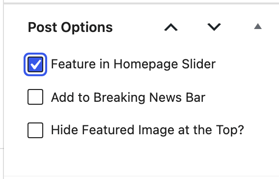 Add to Breaking News Bar in Post Options
