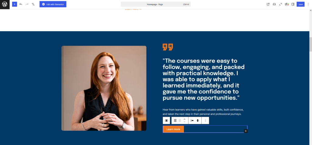 Testimonial section