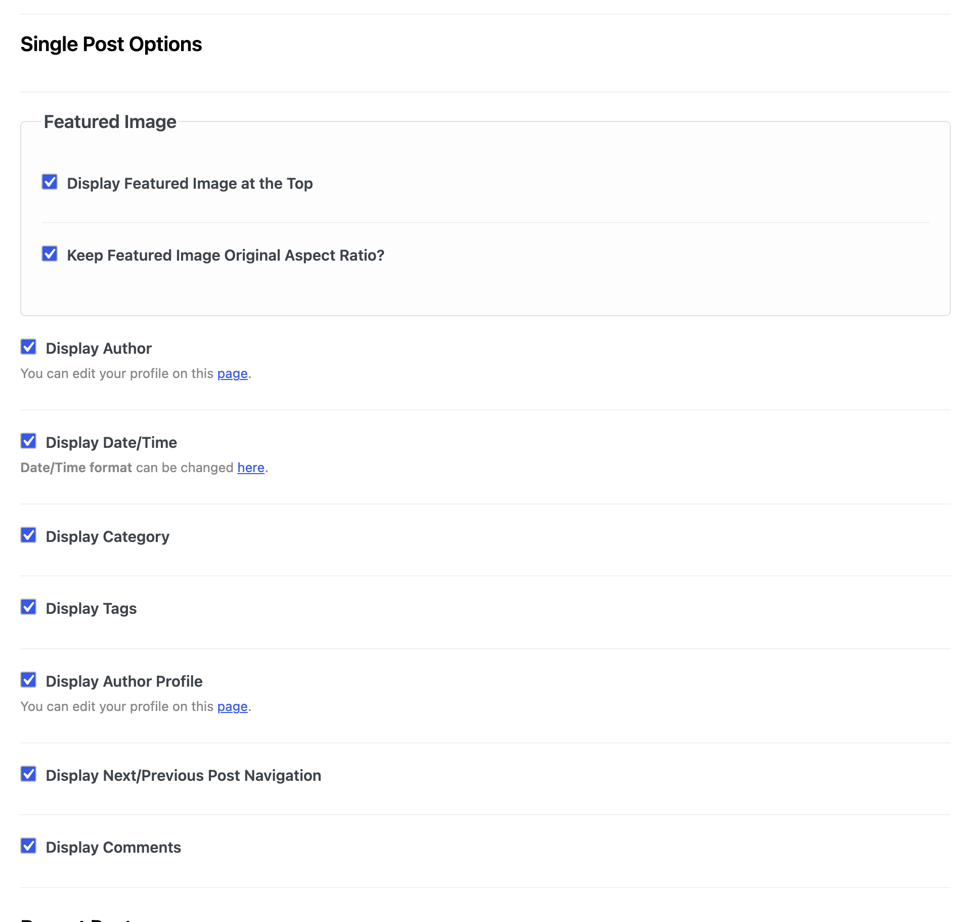 Single Post Options