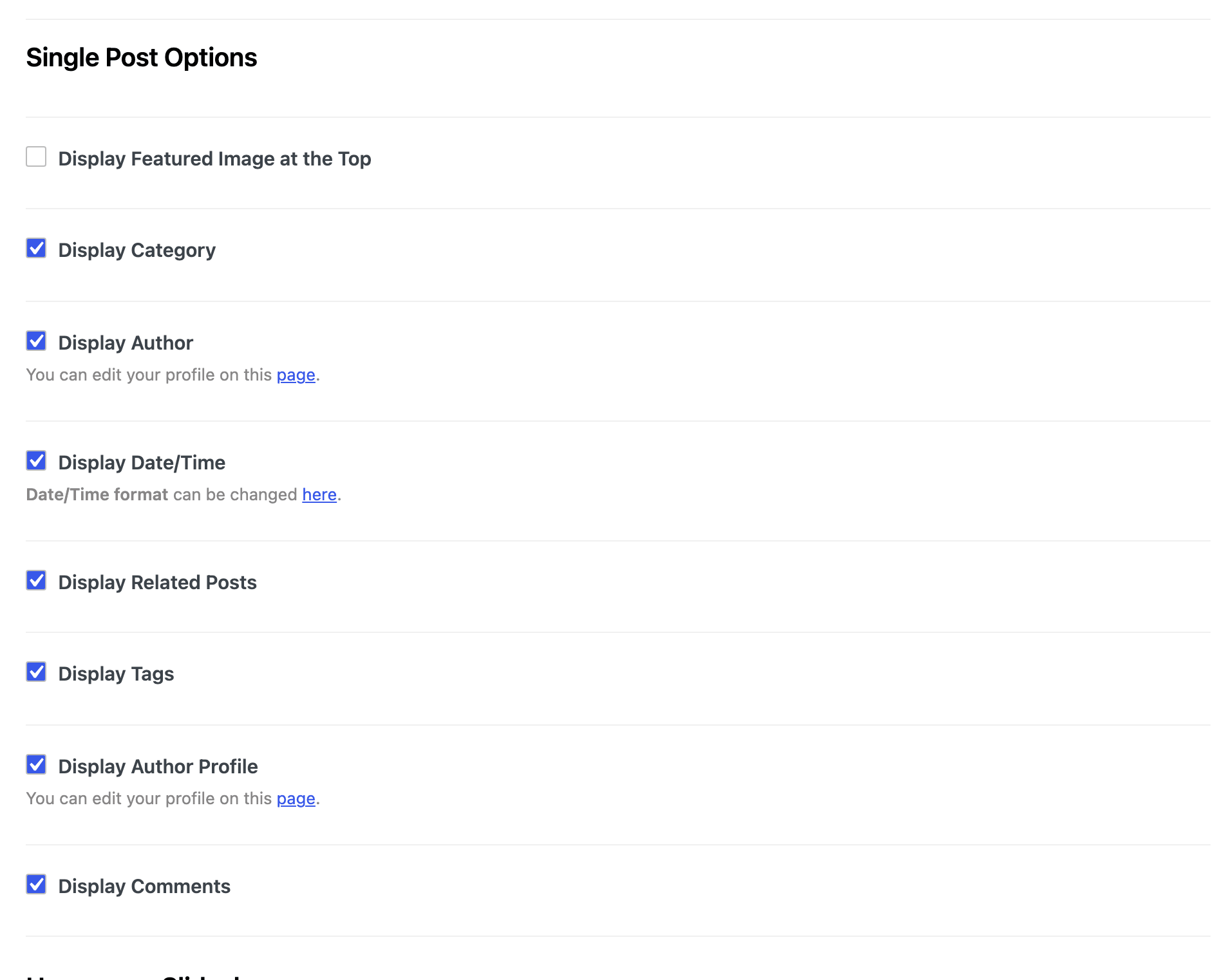 Single Post Options
